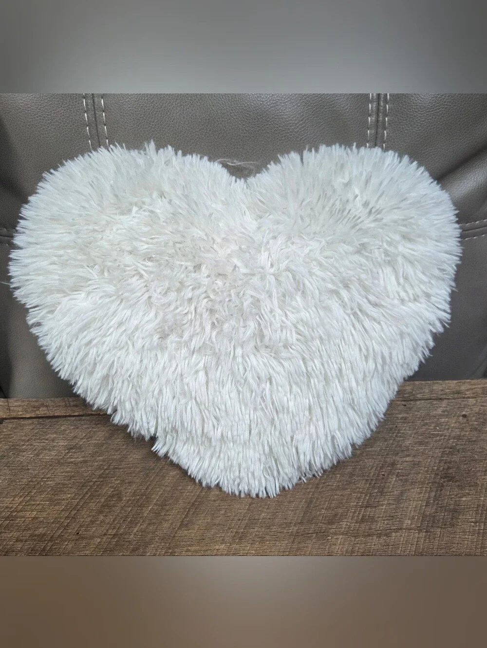 Super Soft Plush Heart Throw Pillows Duo - Pink and Creamy White ~ Bin 1D